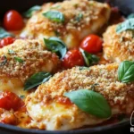 A healthy baked chicken dish with a golden breadcrumb crust, cherry tomatoes, and fresh basil, perfect for Weight Watchers dinner recipes.