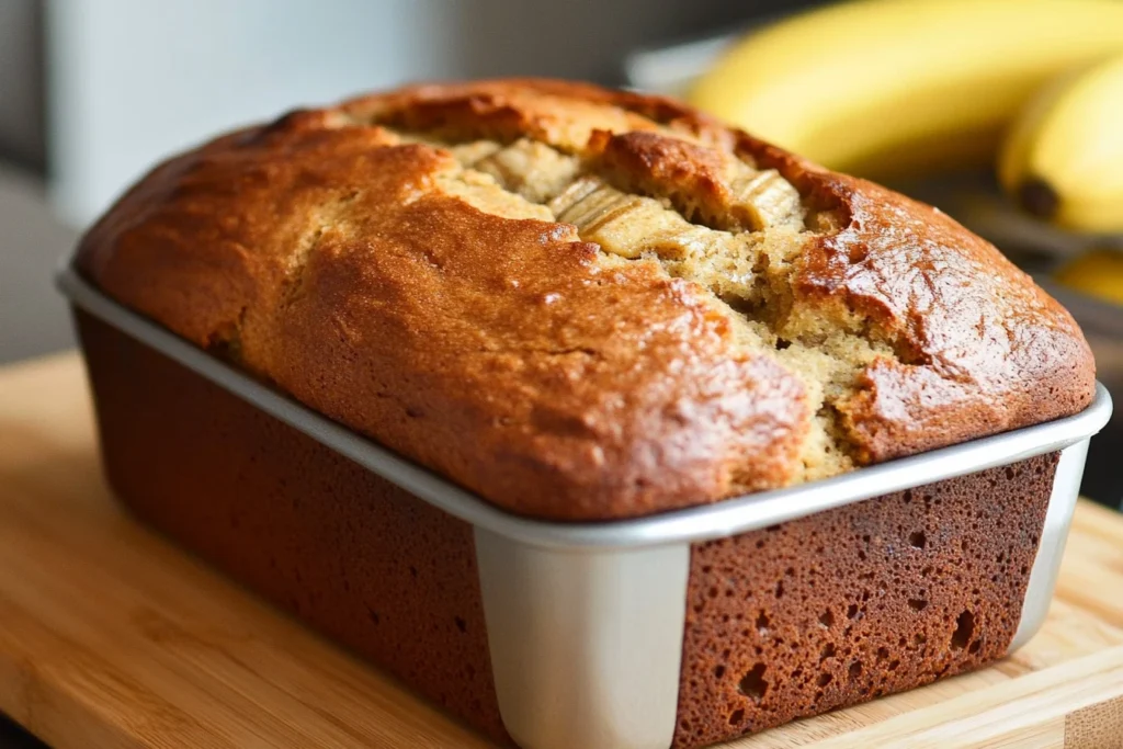 Ingredients for banana bread on a kitchen counter.