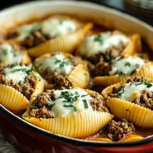 Beef-Stuffed Shells with Creamy Ricotta Filling