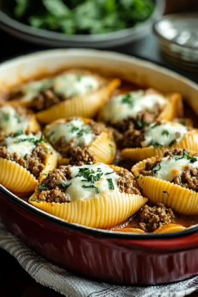 Beef-Stuffed Shells with Creamy Ricotta Filling