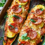 Cheesy Zucchini Pizza Canoes