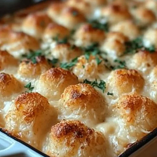 Chicken Alfredo Tater Tot Casserole