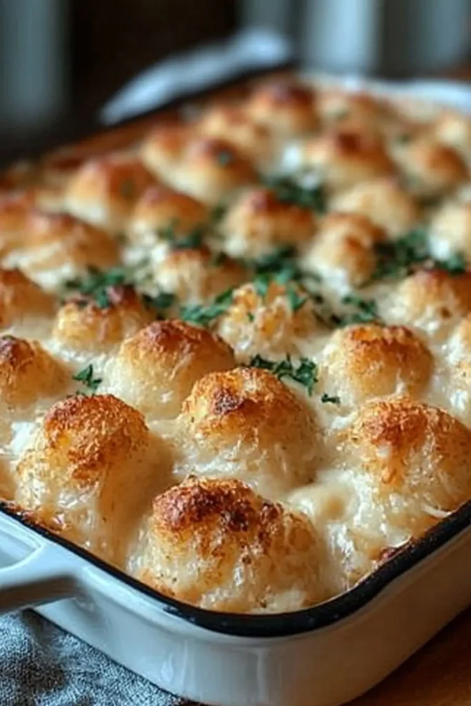 Chicken Alfredo Tater Tot Casserole