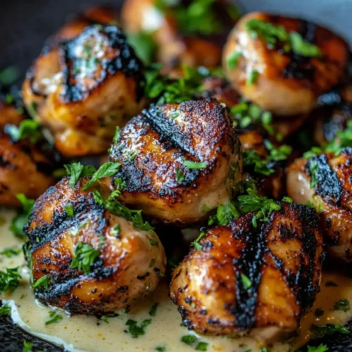 Grilled Chicken Bites with Creamy Garlic Sauce