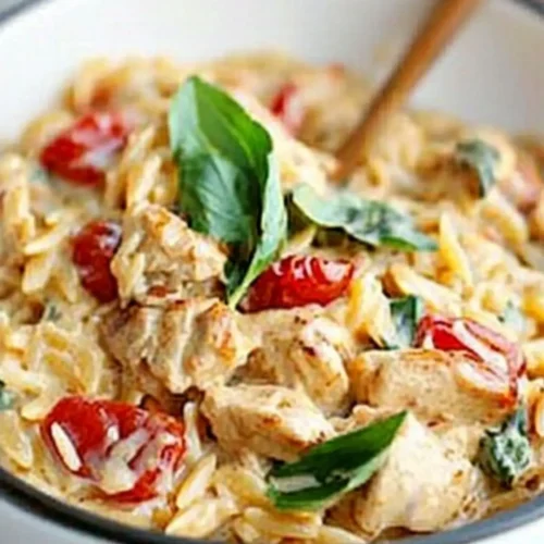 Slow Cooker Creamy Tuscan Chicken Orzo